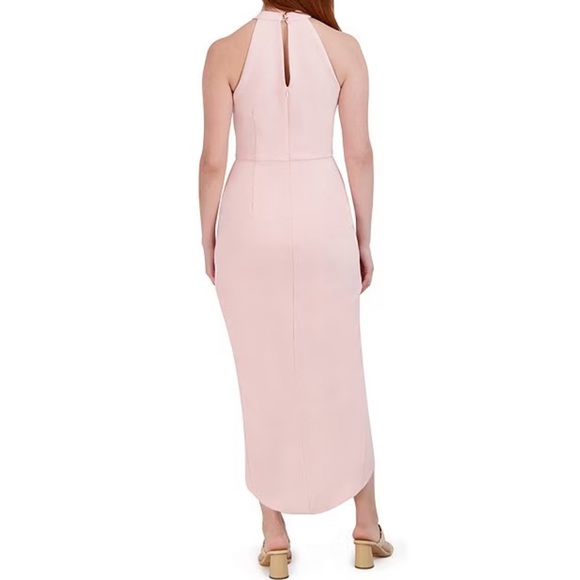 NWT Julia Jordan Blush Knot Halter Neck Sleeveless Faux Wrap Tulip Midi Dress - Picture 2 of 4